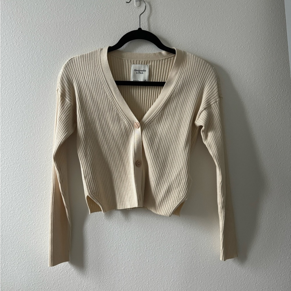 Abercrombie and Fitch Ribbed Cardigan Cream XS